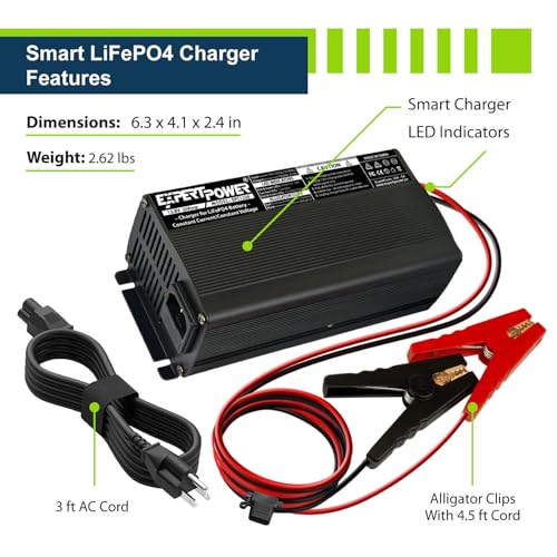 12V 20A Smart Charger for Lithium LiFePO4 Deep Cycle Rechargeable Batteries