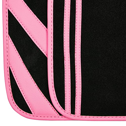 Pink Edge Faux Leather Car Floor Mats Universal Car Carpet Mats with Double Stitch Line Anti