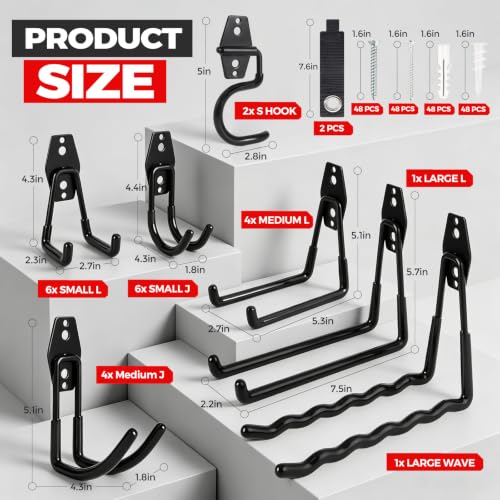 24 Pack Heavy Duty Garage Hooks Wall Mount Utility Hooks for Garage Storage (24 Count)