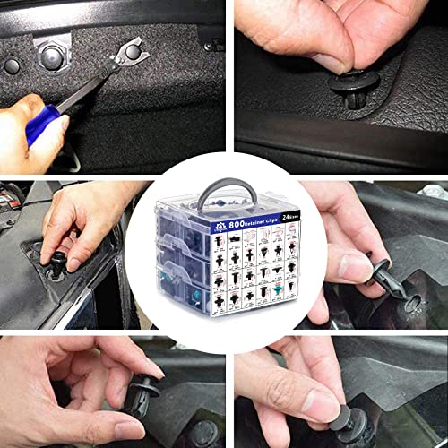 801pcs Car Push Retainer Clips with 24 Popular Push Pins for Auto Parts (801 Count)
