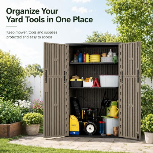 47 Cu.Ft Vertical Outdoor Storage Shed with Reinforced Floor
