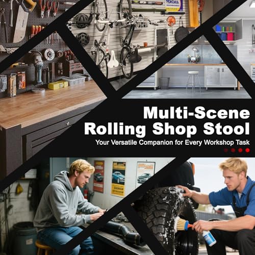 Rolling Shop Stool with Wheels