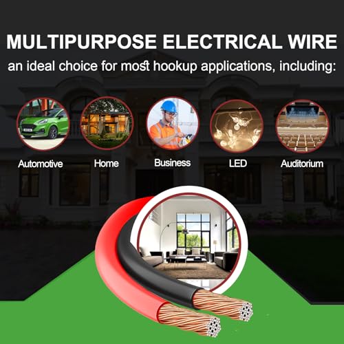 100FT 12 2 Gauge 2pin 2 Color Red Black Cable Hookup Electrical Wire LED Strips Extension Wire 12V (100 Feet)