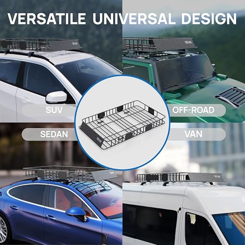 250lbs 64 x 39 x 6 inch Extendable Roof Top Cargo Carrier Basket w