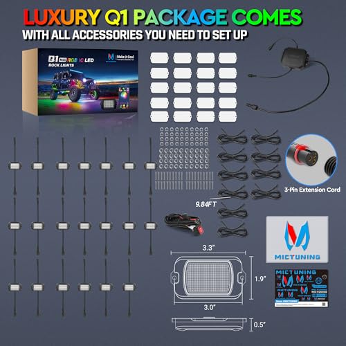 Q1 MAX 20 Pod Chasing Color Rock Lights for Trucks UTV SUV ATV (70.4 Ounce)