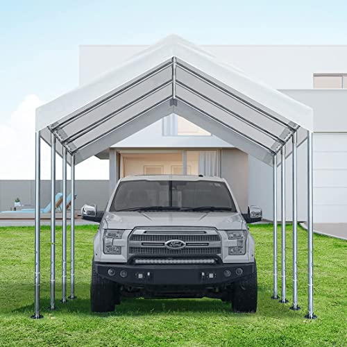 10'x20' Carport Replacement Top Canopy Cover for Car Garage Shelter Tent Party Tent with Ball Bungees White