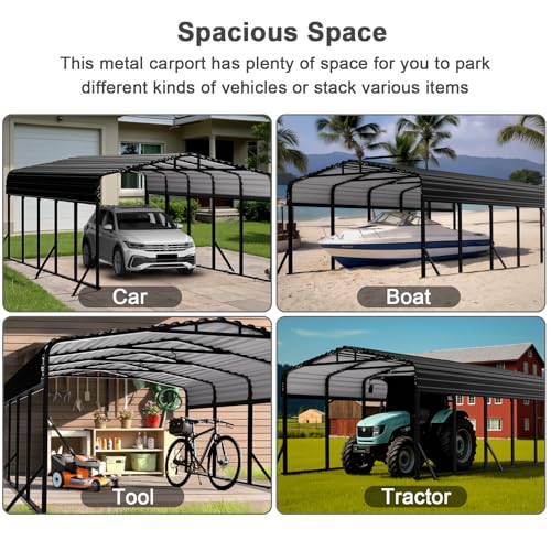 12x25FT Heavy Duty Metal Carport (693.09 Sq Ft)