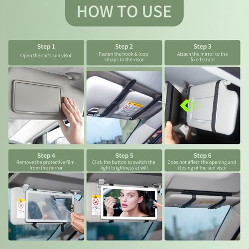 2PCS Car Visor Vanity Mirror with Lights (2 Count)