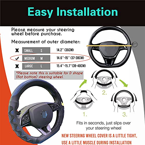 D Shaped Steering Wheel Cover Great Grip 14.5 Inch