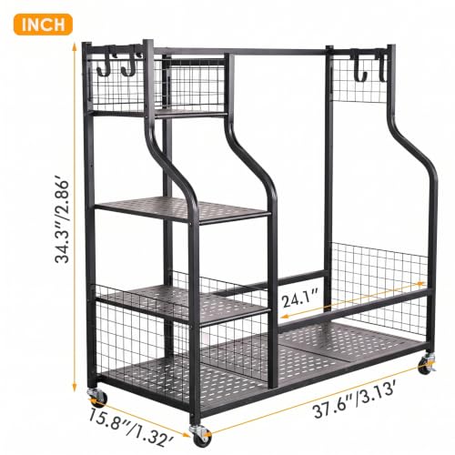 2 Golf Bags Rack Garage Storage Organizer Metal Black Storage Stand