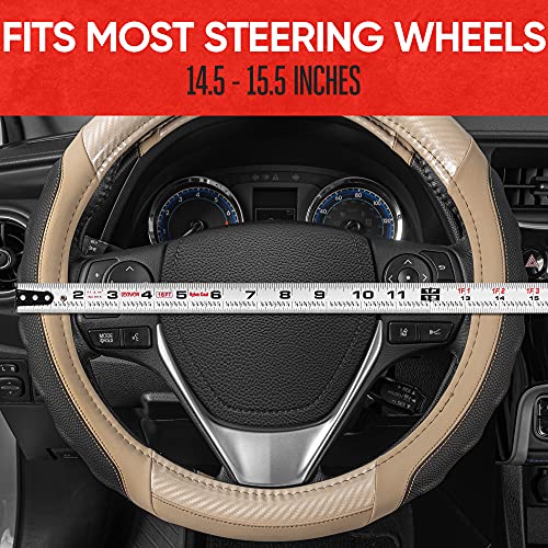 UltraSport Beige Carbon Fiber Steering Wheel Cover