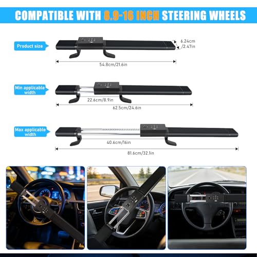 Smart Steering Wheel Lock with 4 Unlocking Methods