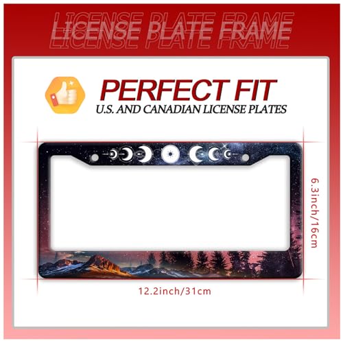 Moon Phase License Plate Frame Stainless Steel Starry Sky License Holder