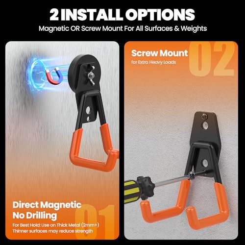 8 Pack Large Heavy Duty Magnetic Hook Extra Strong Magnetic Garage Hooks Big NdFeB Industrial Magnet Hooks Magnetic Utility Storage Holder Organization with Anti (8 Count)