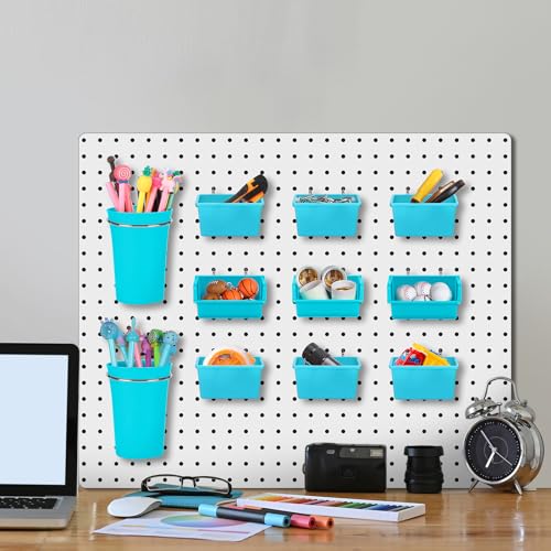 20 Pcs Pegboard Bins and Cups with Hooks and Loops Peg Assortment Organizer Accessories Various Tool Organizer Pegboard Baskets Set for Garage Workshop Workbench Office