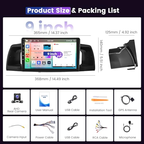 8 Core 4G+64G 5GWiFi Car Stereo Radio for Toyota Corolla EX 2007