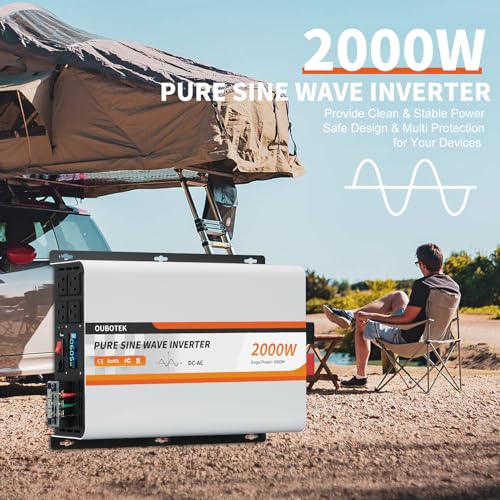 2000W Pure Sine Wave Inverter 24V DC to 120V AC Converter