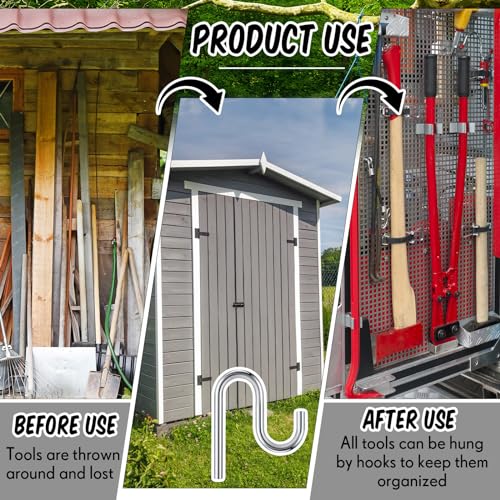 10 Pcs 2'' Long Shed Hooks Shed Accessories Without Drilling Hole for Hanging Heavy Duty Individual Utility Hooks Universal Wall Mounted J Utility Hangers for Tools Shovels Rakes (10 Count)