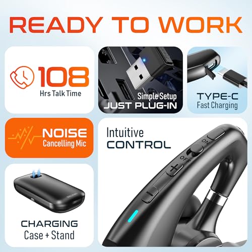 Wireless Headset for Computer with Charging Case