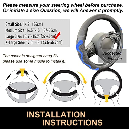 Large Size Comfy Grip Steering Wheel Cover 15.75In