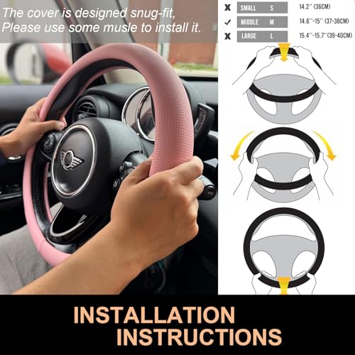 Nappa Leather Steering Wheel Cover Universal 14.5