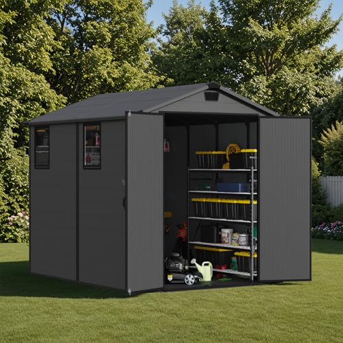 6X8 FT Plastic Outdoor Storage Shed with Floor