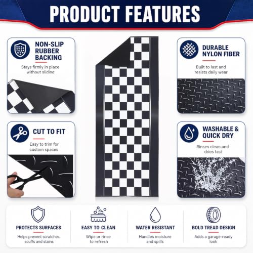 Motorcycle Mat Garage Floor Rug Washable Parking Mats for Garage Floors Non Slip Oil Absorbent Pad Rubber Backing Layer Protects Floor