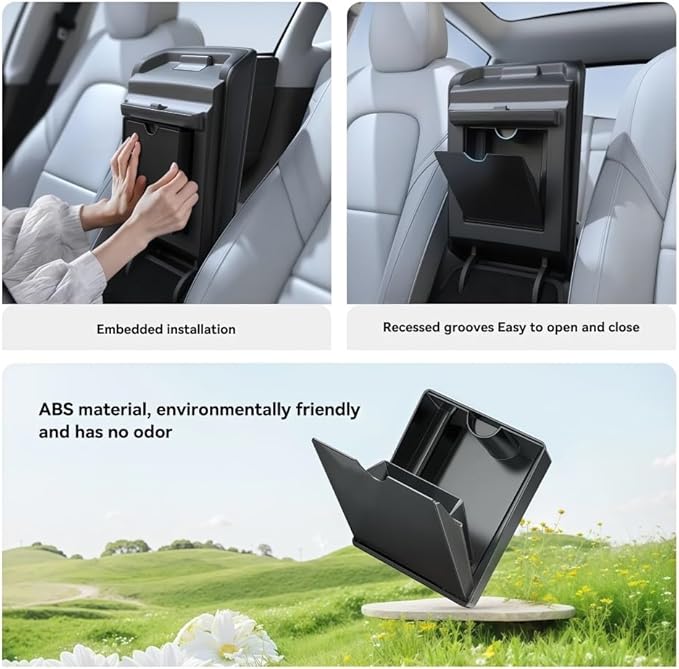 GGCLIMAX Car Organizers And Storage Magnetic Hidden Armrest Storage Box Compatible with Tesla Model 3 (2019-2023) Model Y (2021-2024) ABS Center Console Organizer