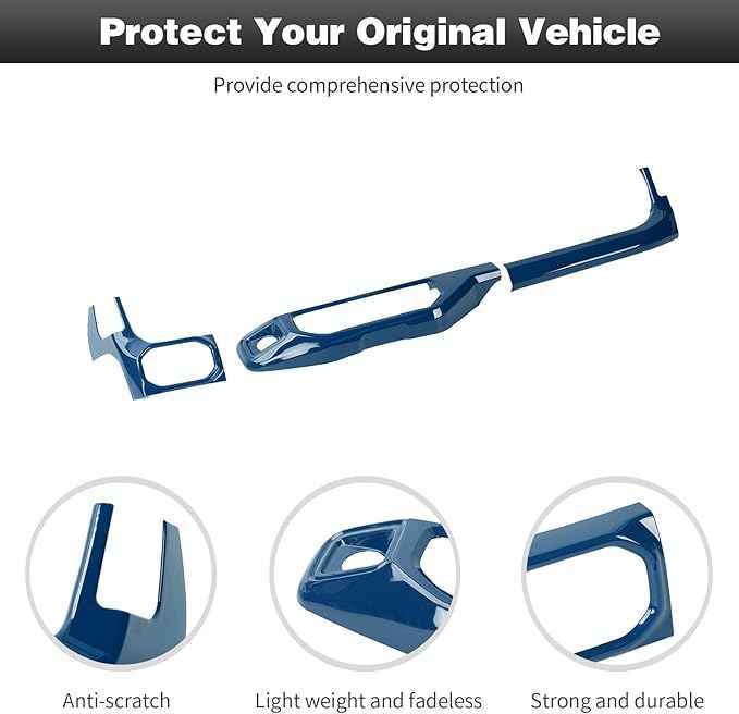 CheroCar for JL Center Console Headlight Air Conditioning Control Panel & Co-Pilot Handle Panel Interior Accessories fit for Jeep Wrangler JL JLU 2024+,Blue