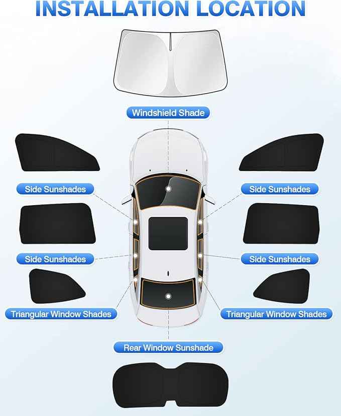 Sunshades for 2019-2025 2026 Subaru Ascent Touring Accessories Windshield Sun Shade Side Rear Window Shade Cover Sun Visor Privacy Protection Keep Vehicle Cool Black 8PCS