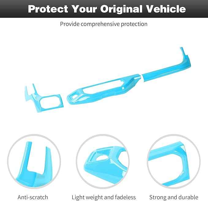 CheroCar for JL Center Console Headlight Air Conditioning Control Panel & Co-Pilot Handle Panel Interior Accessories fit for Jeep Wrangler JL JLU 2024+,Light Blue