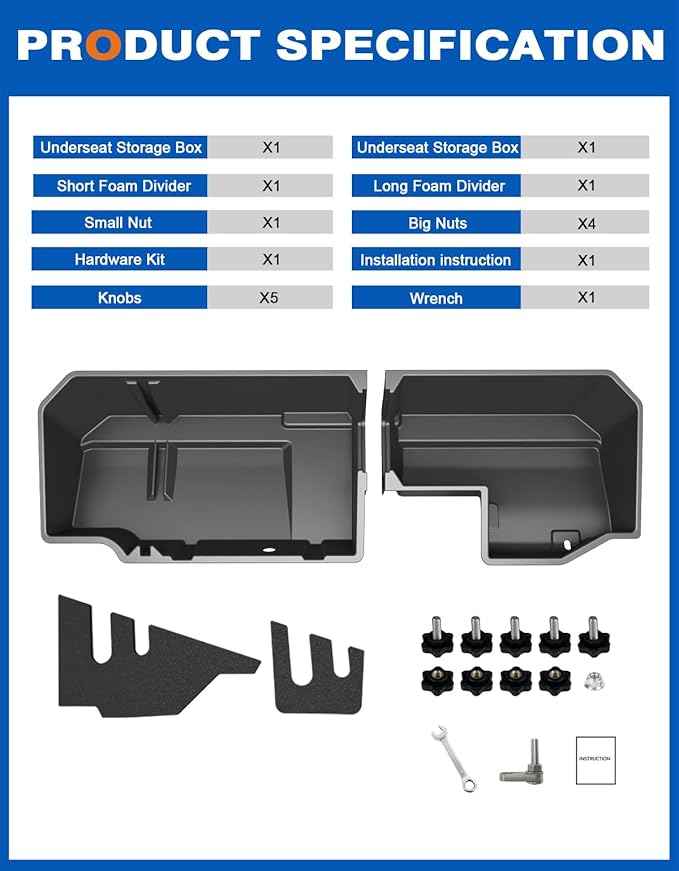Under Seat Storage Box Compatible with 2019-2026 Chevy Chevrolet Silverado 1500/GMC Sierra 1500, 2020-2026 Silverado/Sierra 2500HD/3500HD Double Cab & Crew Rear Underseat Organizer