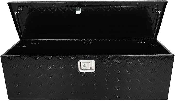 SCITOO 49 Inch Aluminum Truck Bed Tool Box,Heavy Duty Diamond Plate Crossover Storage for Most Full Size Pickups,Lockable Weatherproof Chest,Fits 49" Truck Beds,Easy Access to Load and Unload