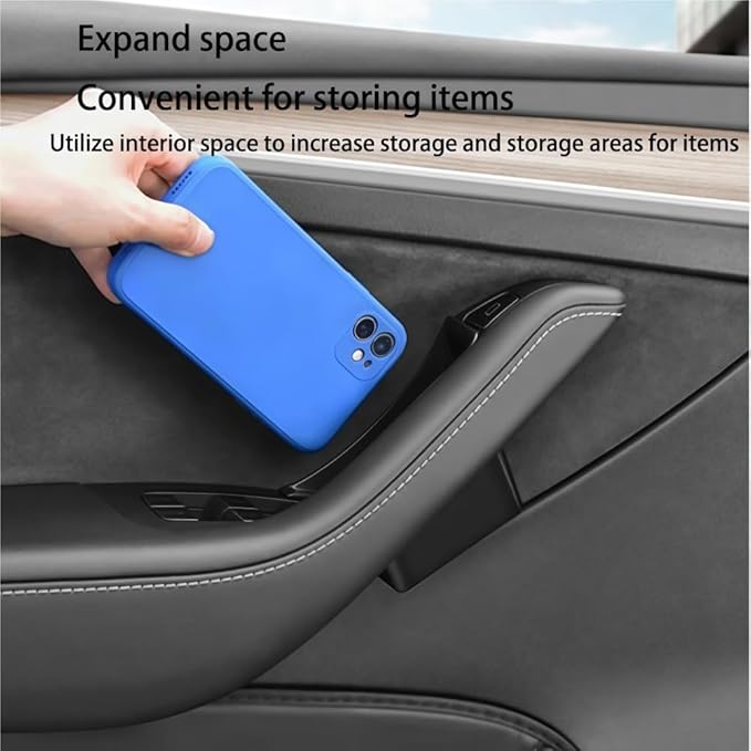 GGCLIMAX Door Handle Storage Box Compatible with Tesla Model 3/Y Front and Rear Door Organizer ABS Small Items Storing Container Car Interior Armrest Box Storage Accessories(4Pcs)