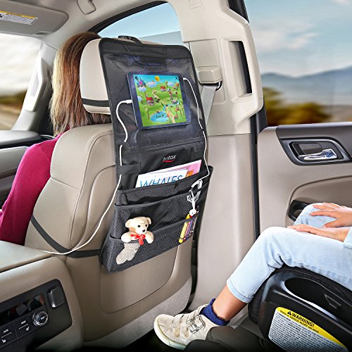 View-N-Go Backseat Car Organizer with Tablet Holder | Crash Tested + Waterproof Backing + Extra Storage Pockets (14.08 Ounce)