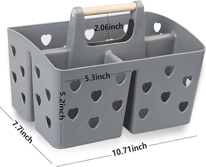 Anyoifax Portable Shower Caddy Plastic Shower Basket Organizer Divided Bathroom Caddy Storage Cleanning Caddy Tote with Handle for College, Dorm Room, Kitchen, Grey