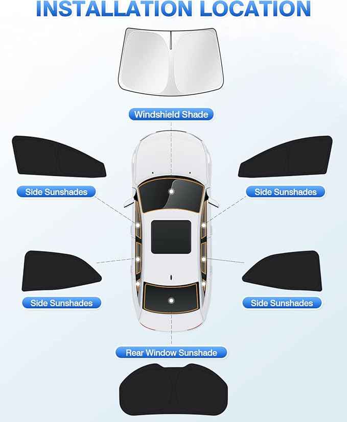Window Shades for 2020-2025 2026 Toyota Corolla Hatchback Accessories Windshield Sun Shade Side Rear Window Covers Sunshade Sun Shield Privacy Protection for Camping Black 6PCS(NOT for Sedan)