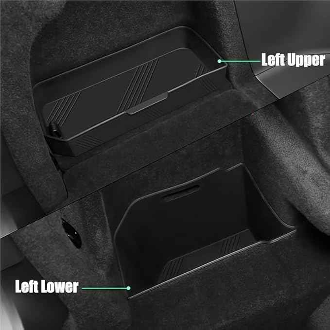 GGCLIMAX Car Organizer Rear Trunk Side Storage Box Compatible with Tesla Model X 2022-2023 Silicone Trunk Organizer Bins Black/Gray 3 Positions: Left Upper/Right/Left Under(Left Under Black)