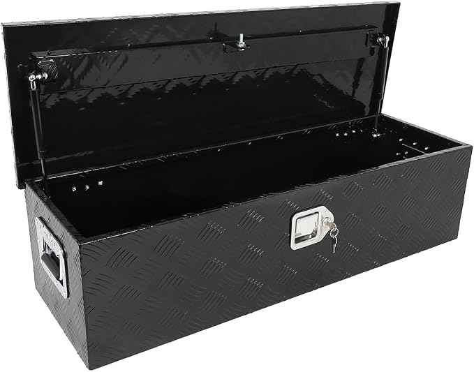 SCITOO 39 Inch Aluminum Heavy Duty Truck Bed Tool Box,Diamond Plate Crossover Storage for Most Full Size Pickups,Lockable Weatherproof Chest,Fits 39" Truck Beds,Easy Access to Load and Unload