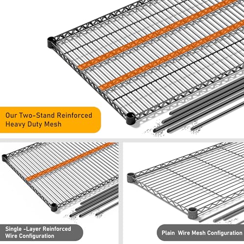 81.5''W Storage Shelves 3680LBS Garage Shelving Heavy Duty 4 Tier Metal Shelving Unit Adjustable Wire Shelf and Storage Pantry Shelves for Kitchen Garage (2 Count)