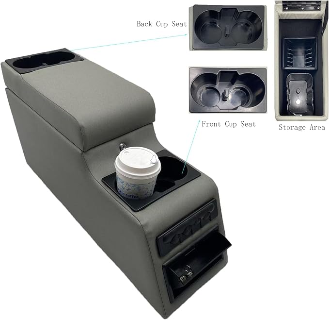 Truck Center Console Truck Seat/Bench Organizer for Jeep CJ5 1976-1983,Jeep CJ7 1976-1986,Jeep Wrangler(YJ) 1987-1995 (Grey)