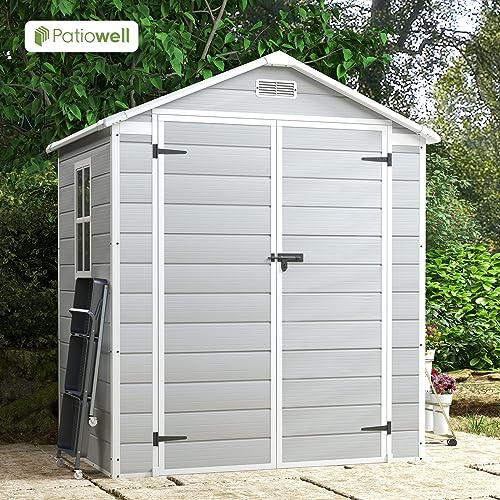 6x4 FT Resin Outdoor Storage Shed with Floor