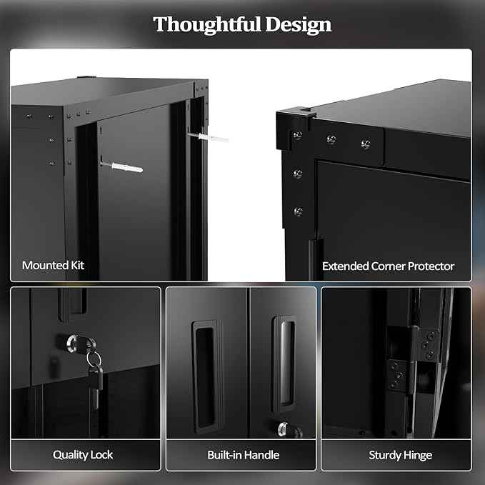 VINGLI Garage Wall Cabinet with Locking Doors and Adjustable Shelf, Metal Wall Cabinet, Floating Upper Storage Cabinet (Black, 30''W x 12''D x 30''H)