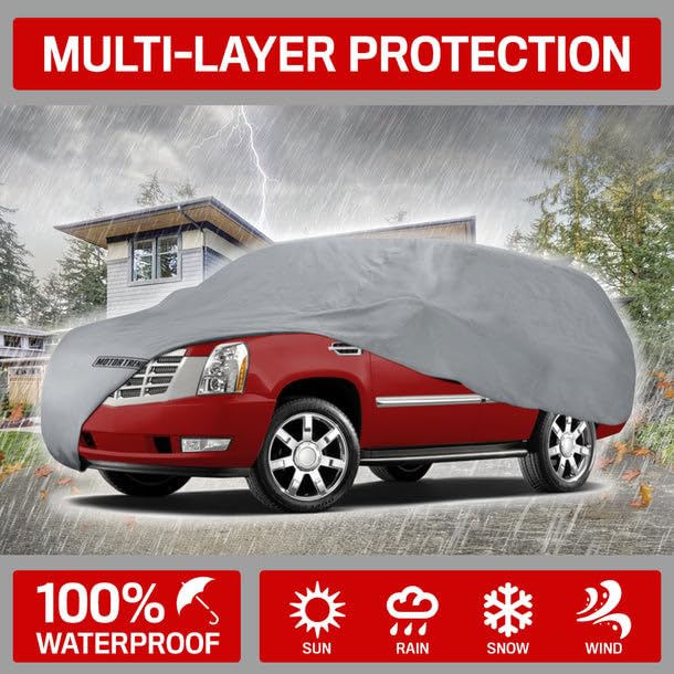 4-Layer 4-Season Auto (Waterproof Outdoor UV Protection for Heavy Duty Use Full Car Cover for Vans, Suvs, Crossovers up to 225")
