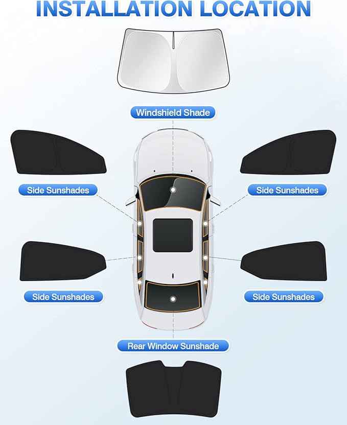 Sunshade for 2020-2025 2026 Nissan Sentra Windshield Sun Shade Side Rear Window Shade Cover Sun Visor Shield Privacy Protection Keep Vehicle Cool Black 6PCS