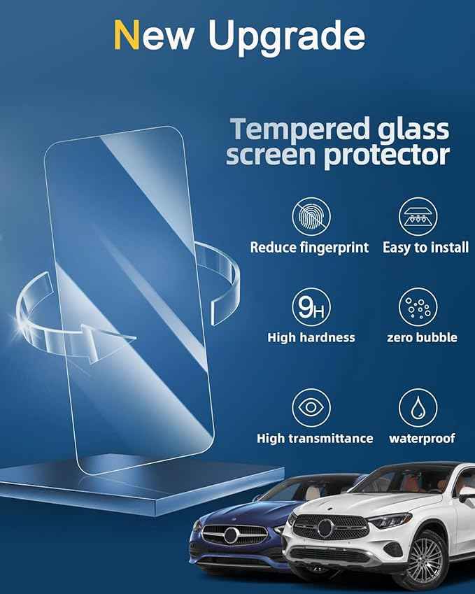 2 Pack Tempered Glass Screen Protector for Benz C 2022-2026, GLC 2023-2026,11.9" Infotainment Screen & 12.3" Dashboard Film For Mercedes Benz C300 GLC300 2026 2025 2024 Accessories