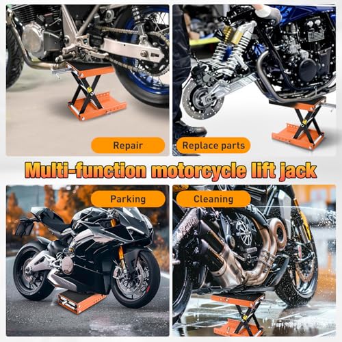 Motorcycle Lift Jack 1100 LBS Scissor Jacks Stand Lift with Wide Deck Safety Pin Handle 3.4"