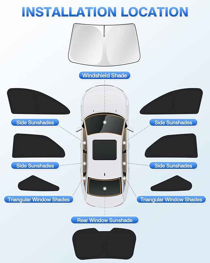 Windshield Sun Shade for 2010-2017 Chevrolet/Chevy Equinox Accessories Side Rear Window Shade Cover Sun Visor Shield Privacy Protection Keep Vehicle Cool Black 8PCS