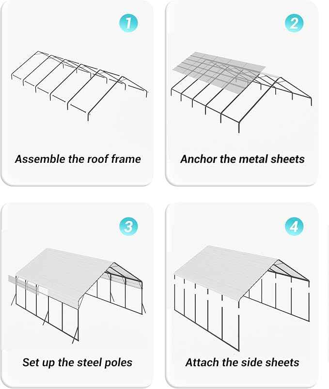 GarveeLife 20'x25'x13' Metal Carport for 2 Cars, Heavy Duty Car Ports with Reinforced Frame, Tall Metal Car Ports for Bass Boats, Full-Sized Pickup Trucks, and Tractors