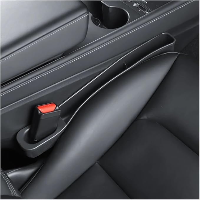 Side Seam Filler 2PCS Seat Gap Storage Box Fit for Tesla Model 3/Y Seat Gap Filler Organizer Crevice Organizer Filler Pocket for Wallet Keys Card Gap Filling(Black)
